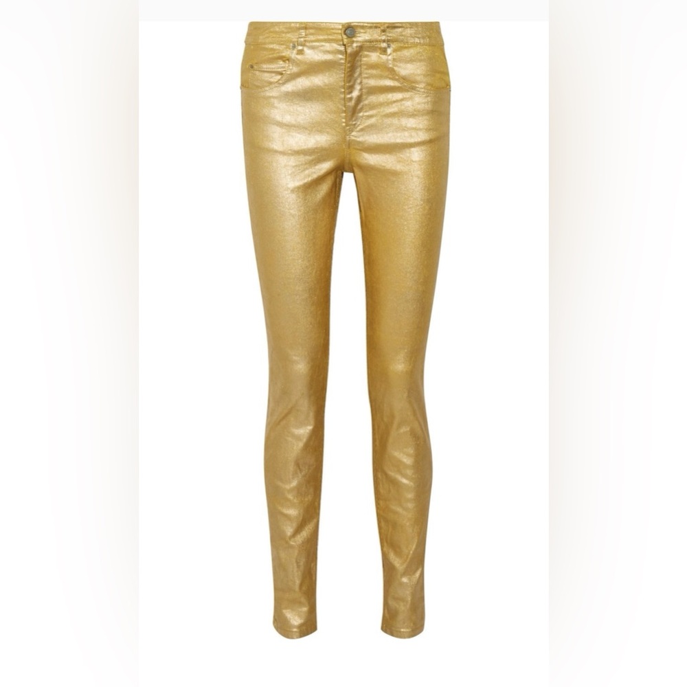 Isabel Marant Gold Skinny Jeans Metallic Finish